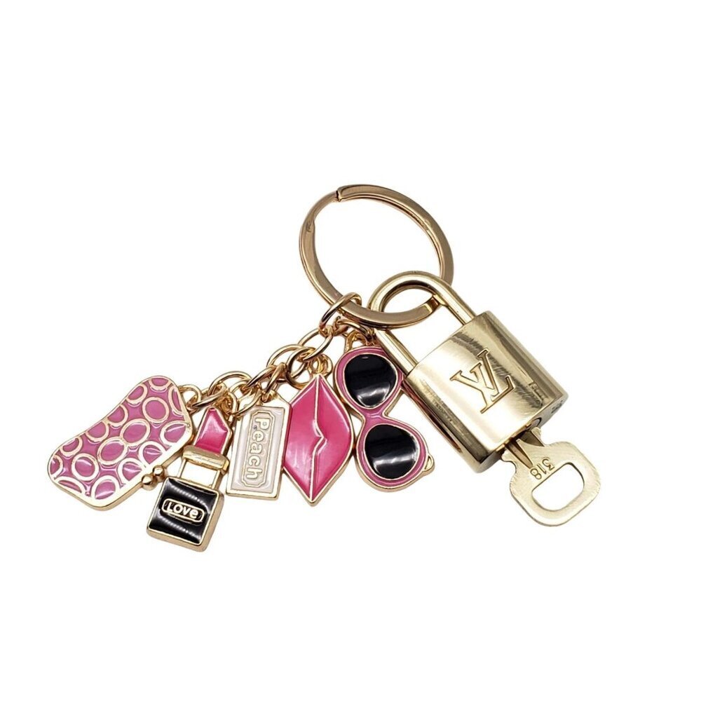 Authentic Louis Vuitton Gold Lock & Key ✨ Unbranded Bag Charm Keychain